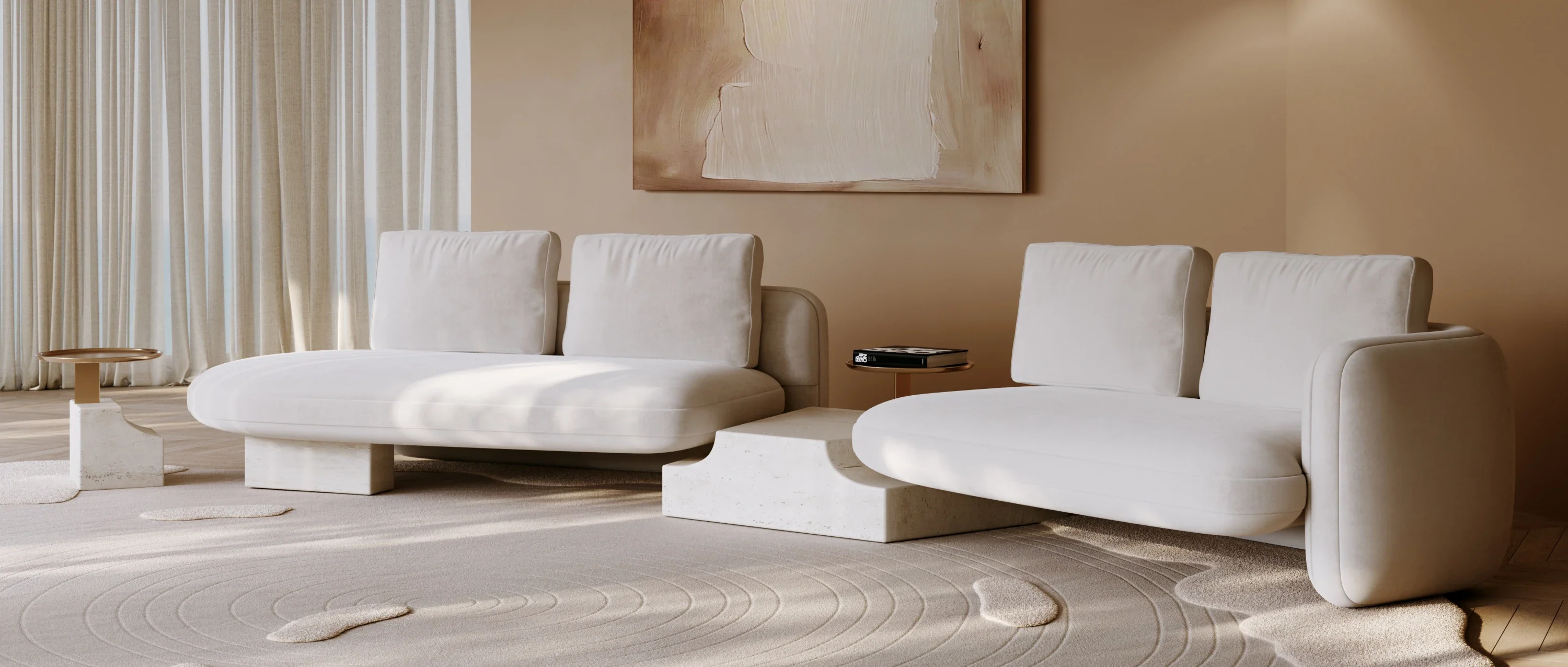 Overlap Left Bumper Sectional Ecru - Image 3